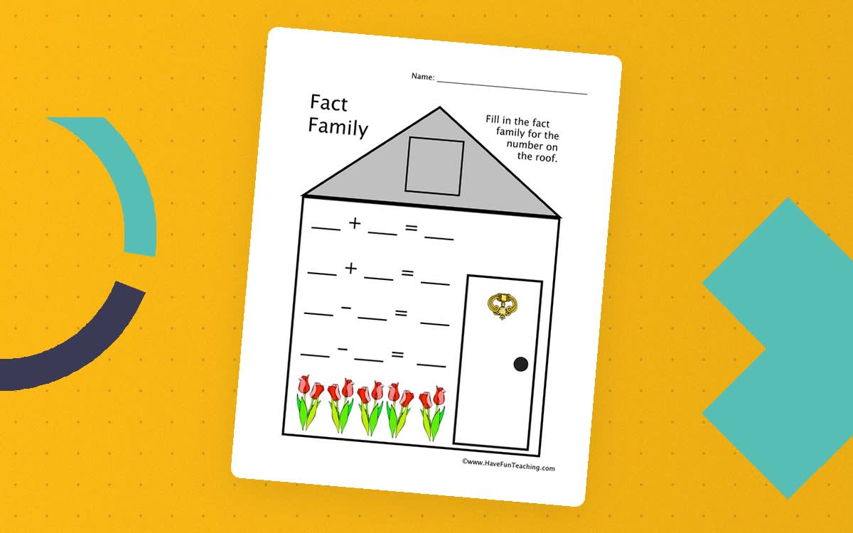 An educational teaching resource from Have Fun Teaching entitled Fact Family Worksheet downloadable at Teach Simple.