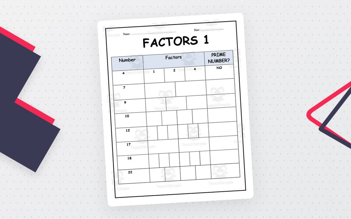 An educational teaching resource from Elementary Resources 4 U entitled Factors Worksheet - Beginners downloadable at Teach Simple.