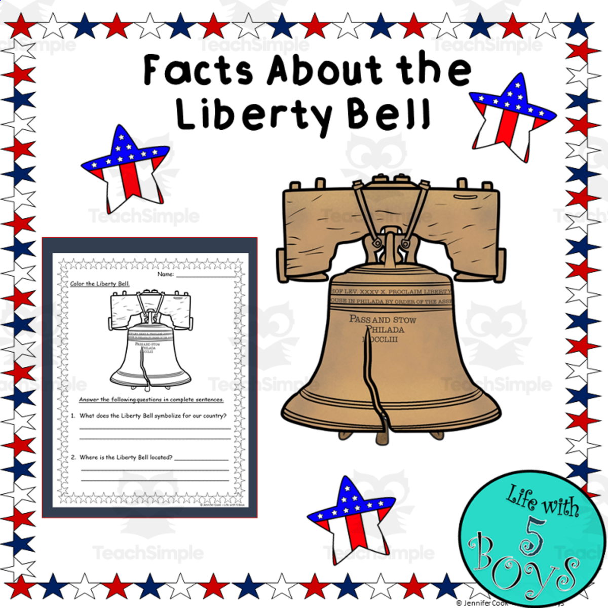 An educational teaching resource from Life with 5 Boys entitled Facts About the Liberty Bell downloadable at Teach Simple.