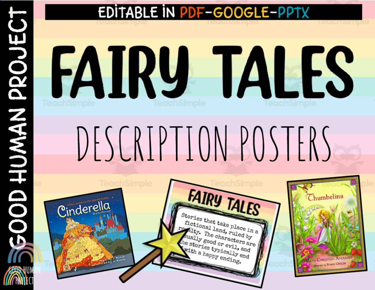 An educational teaching resource from Good Human Project entitled Fairy Tale Description Posters – Genre Reference downloadable at Teach Simple.