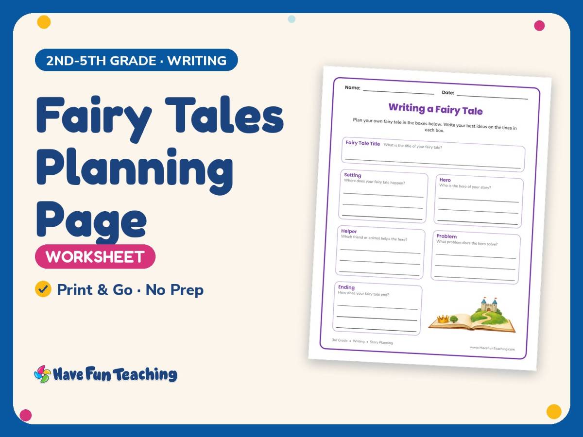 Fairy Tales Planning Page Worksheet – 2nd-5th Grade Narrative Writing preview