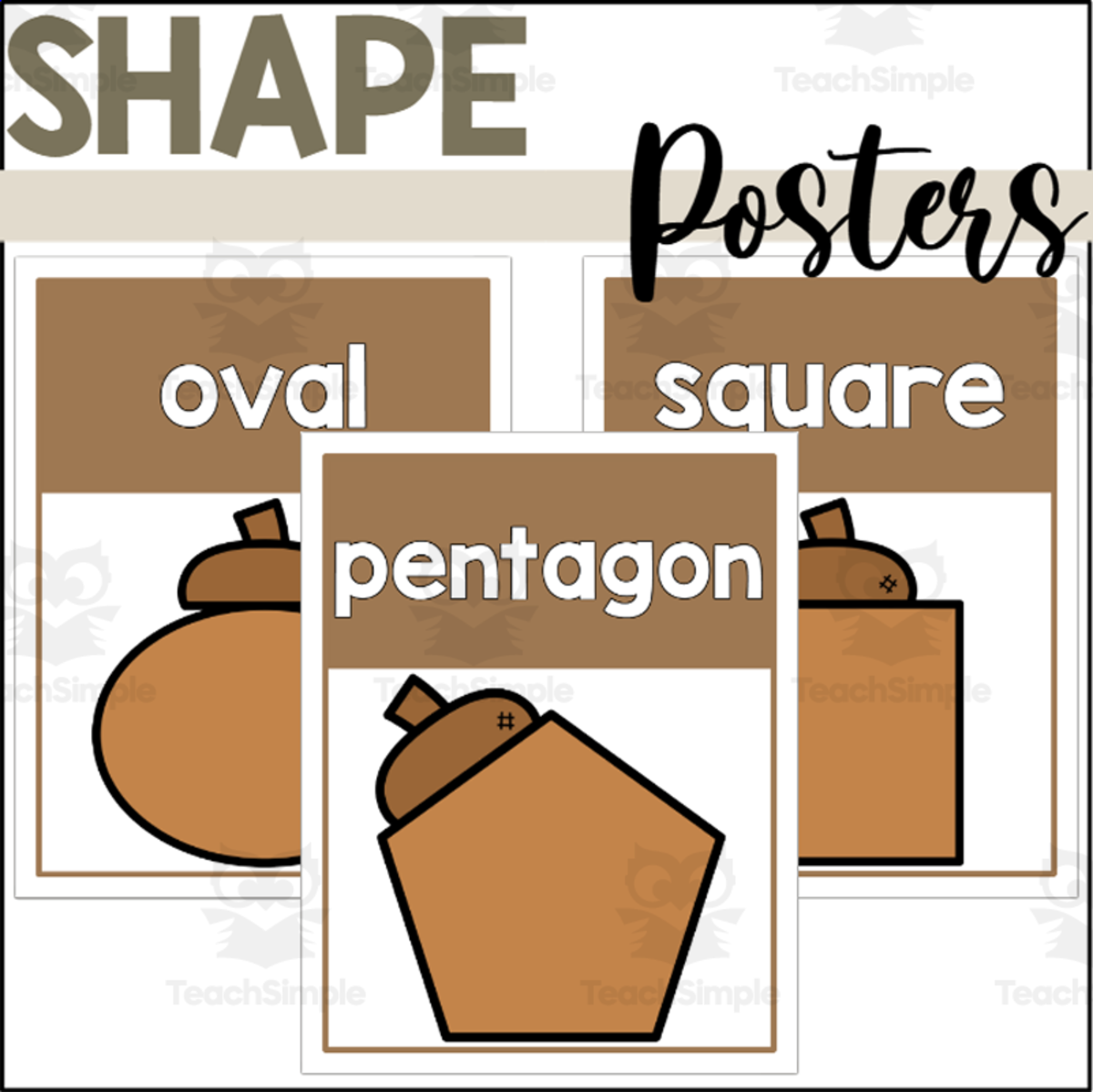 An educational teaching resource from The Connett Connection entitled Fall 2D Shape Posters with Acorns downloadable at Teach Simple.