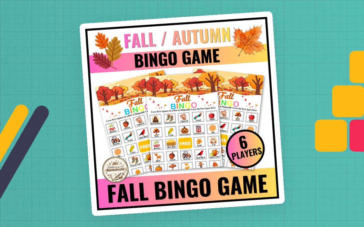 An educational teaching resource from Bambolina55 entitled Fall Bingo Game Pumpkin & Autumn for Kindergarten downloadable at Teach Simple.