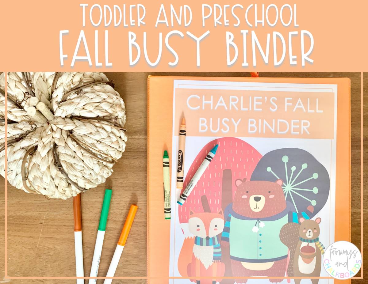 An educational teaching resource from Fairways and Chalkboards entitled Fall Busy Binder | Preschool Learning Activities downloadable at Teach Simple.