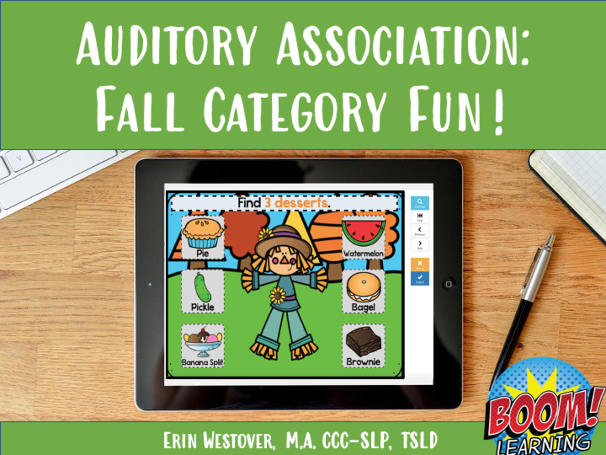 An educational teaching resource from The Tattooed Speechie entitled Fall Category Fun! - Auditory Association - BOOM Cards downloadable at Teach Simple.