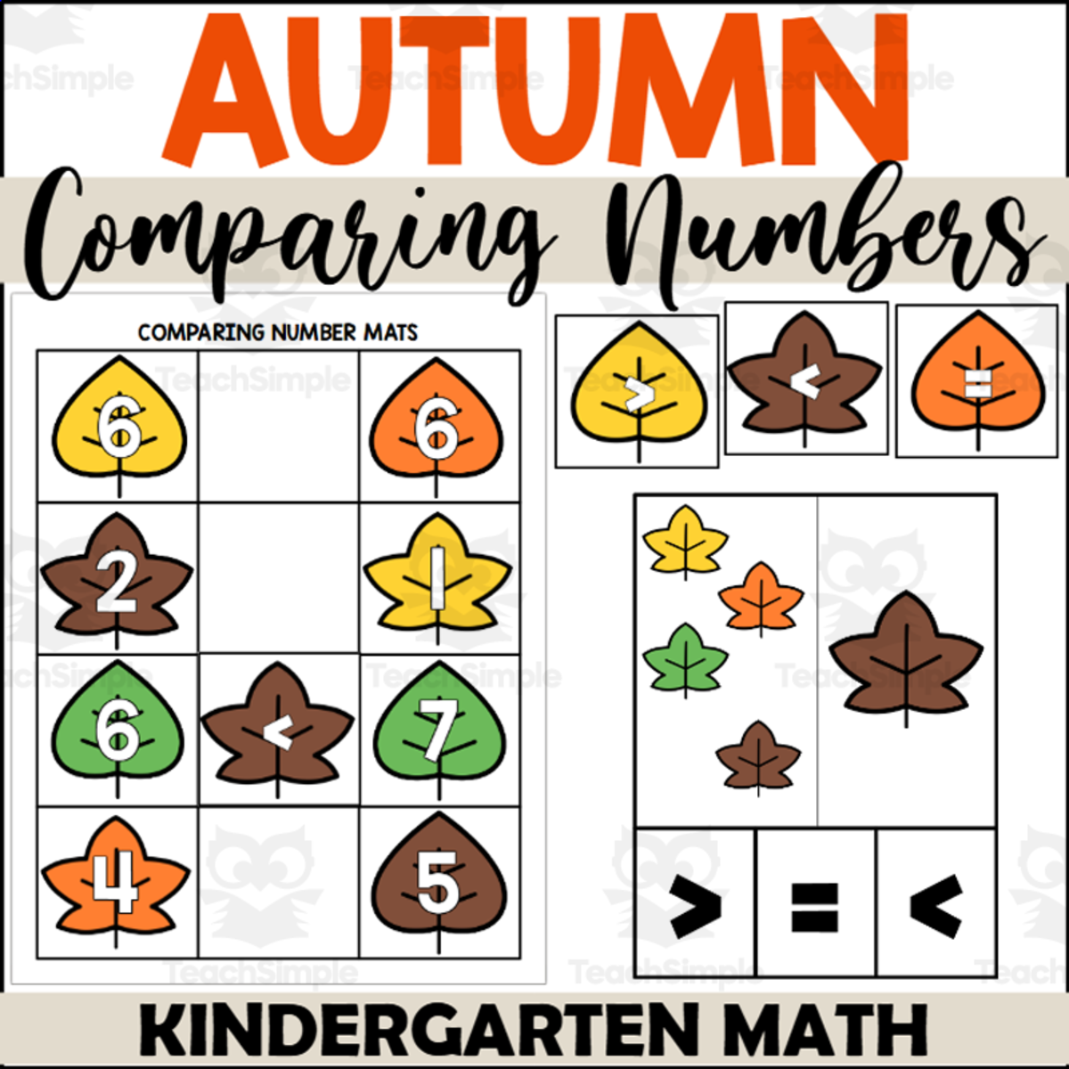 An educational teaching resource from The Connett Connection entitled Fall Comparing Numbers 1-10 downloadable at Teach Simple.