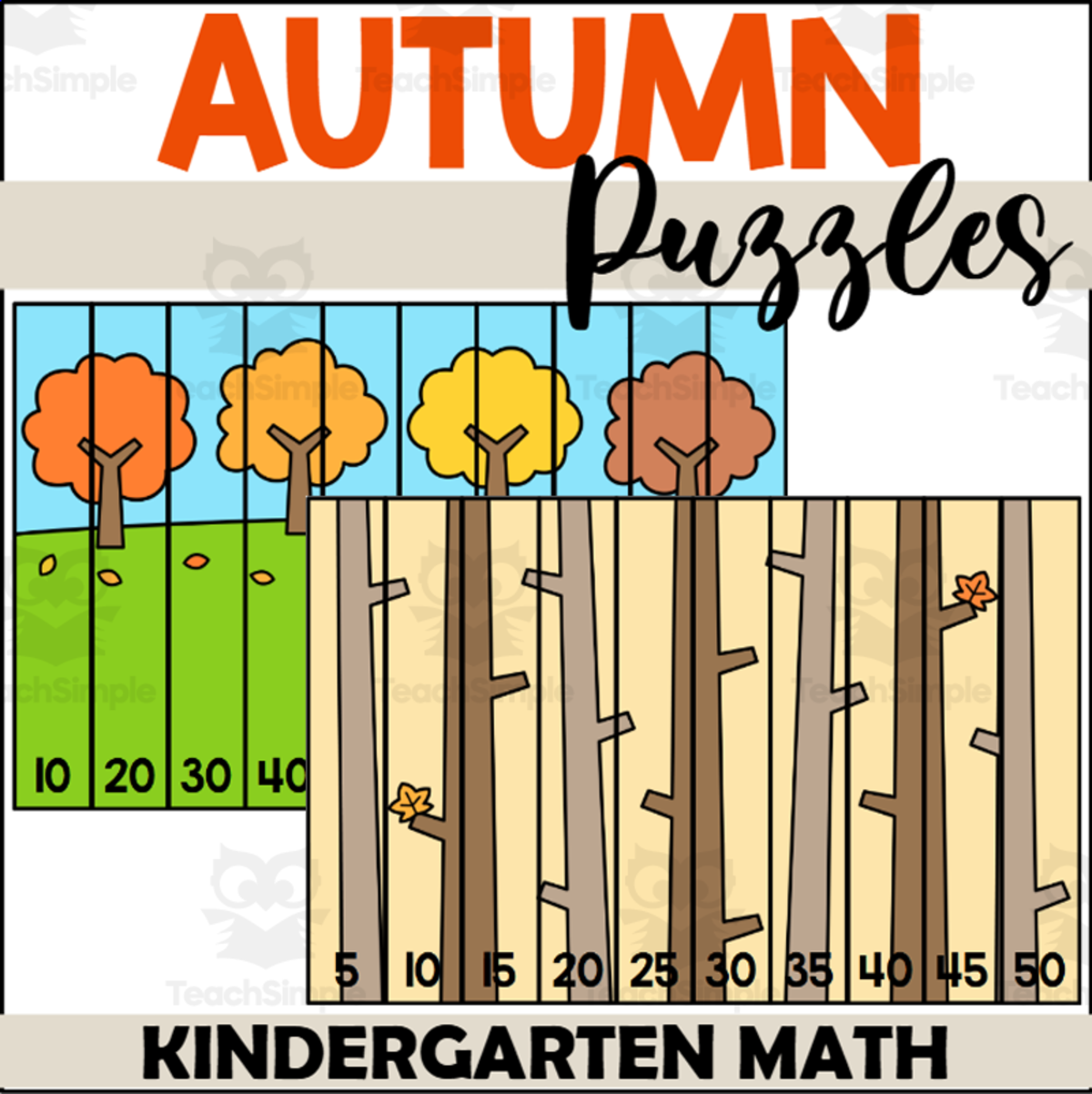 An educational teaching resource from The Connett Connection entitled Fall Counting Puzzles downloadable at Teach Simple.