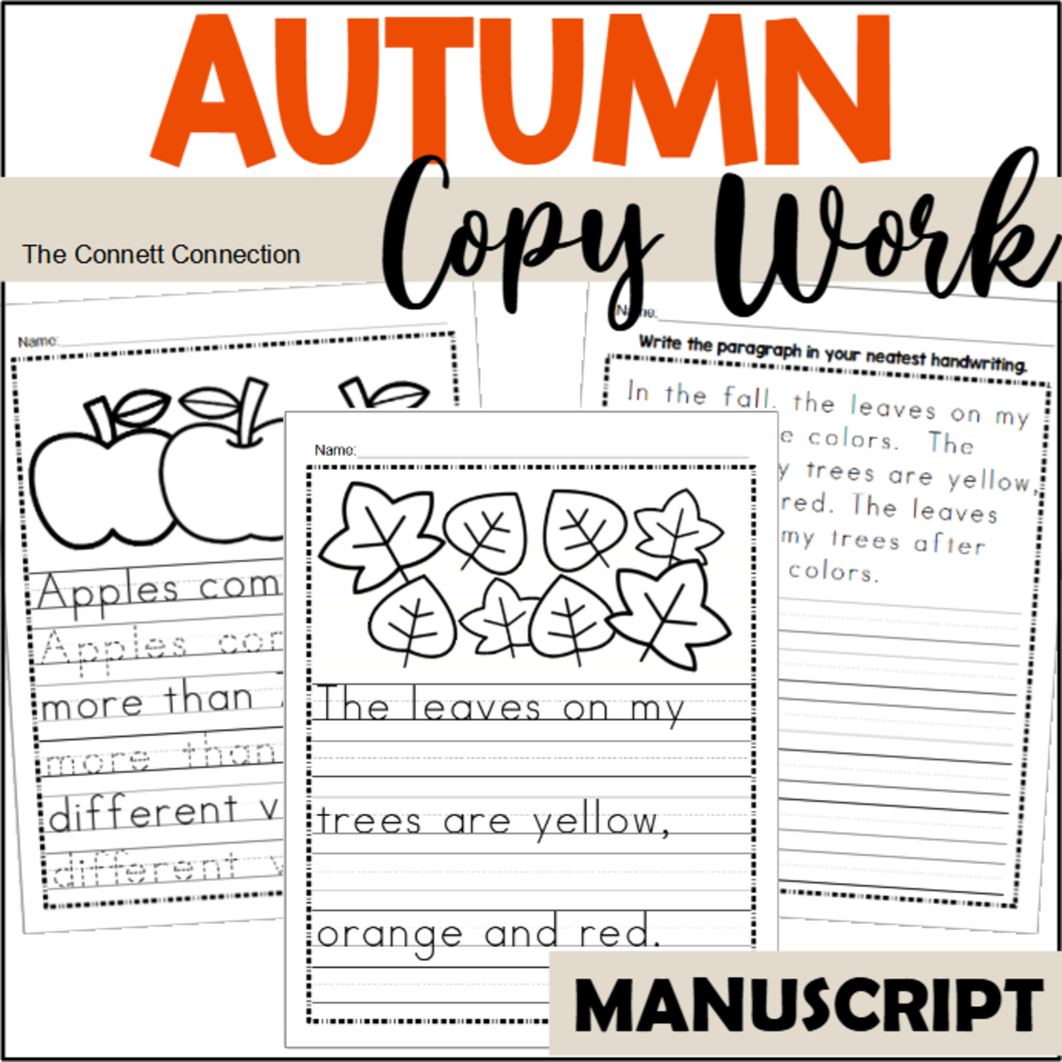 An educational teaching resource from The Connett Connection entitled Fall Handwriting Tracing and Copy Work downloadable at Teach Simple.