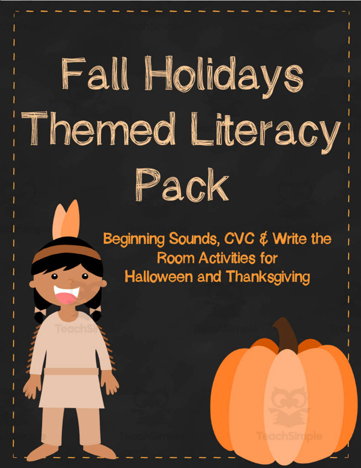 An educational teaching resource from Katie Maurice entitled Fall Holidays Literacy Pack downloadable at Teach Simple.