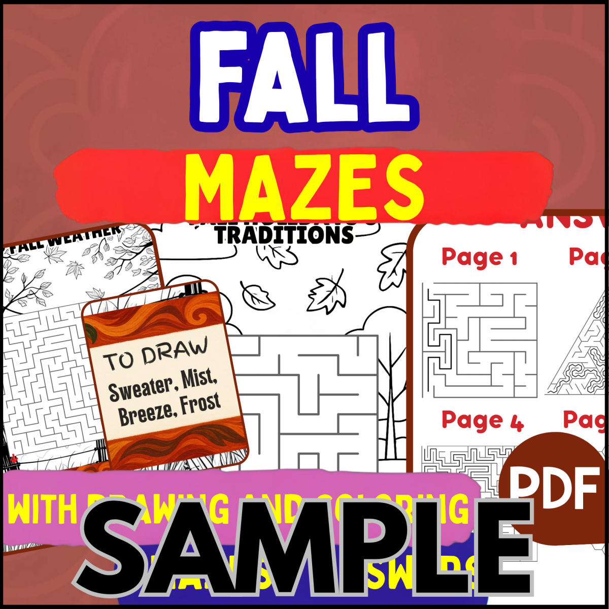 An educational teaching resource from Cored Education entitled Fall Maze: 1 Page Sample (PDF) downloadable at Teach Simple.