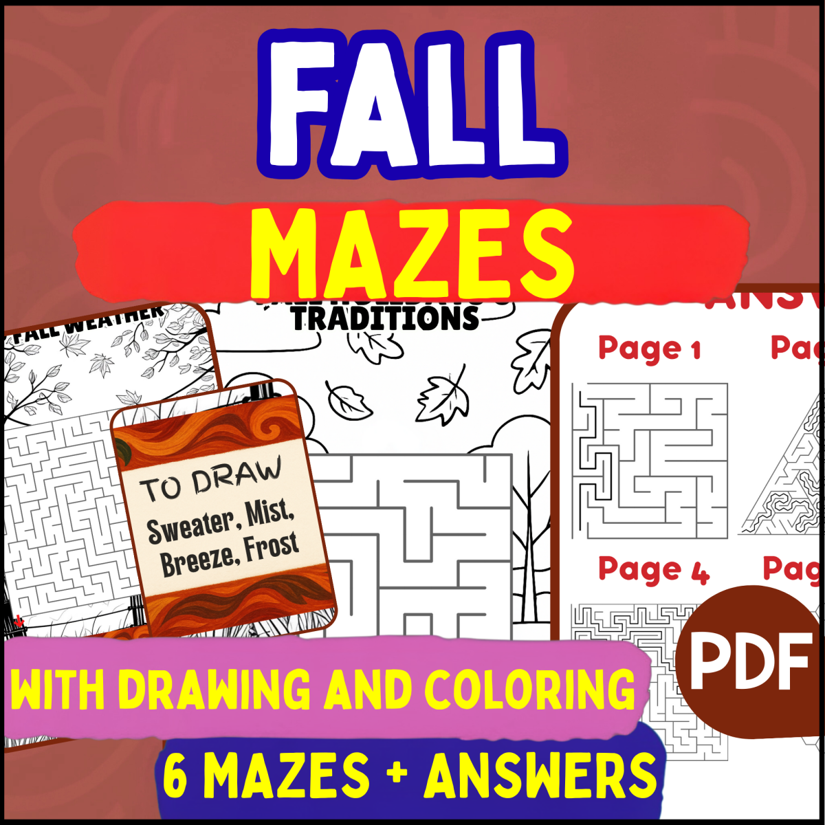 An educational teaching resource from Cored Education entitled Fall Mazes (PDF) downloadable at Teach Simple.