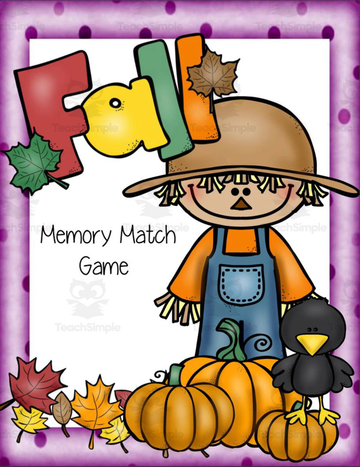 An educational teaching resource from Glitter and Grace entitled Fall Memory Match Game downloadable at Teach Simple.