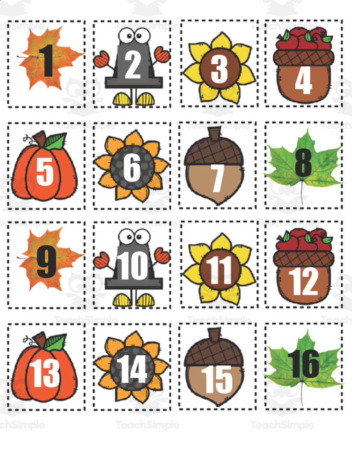 An educational teaching resource from Easy Peasy Primary Resources entitled Fall Monsters Reading and Math Centers downloadable at Teach Simple.