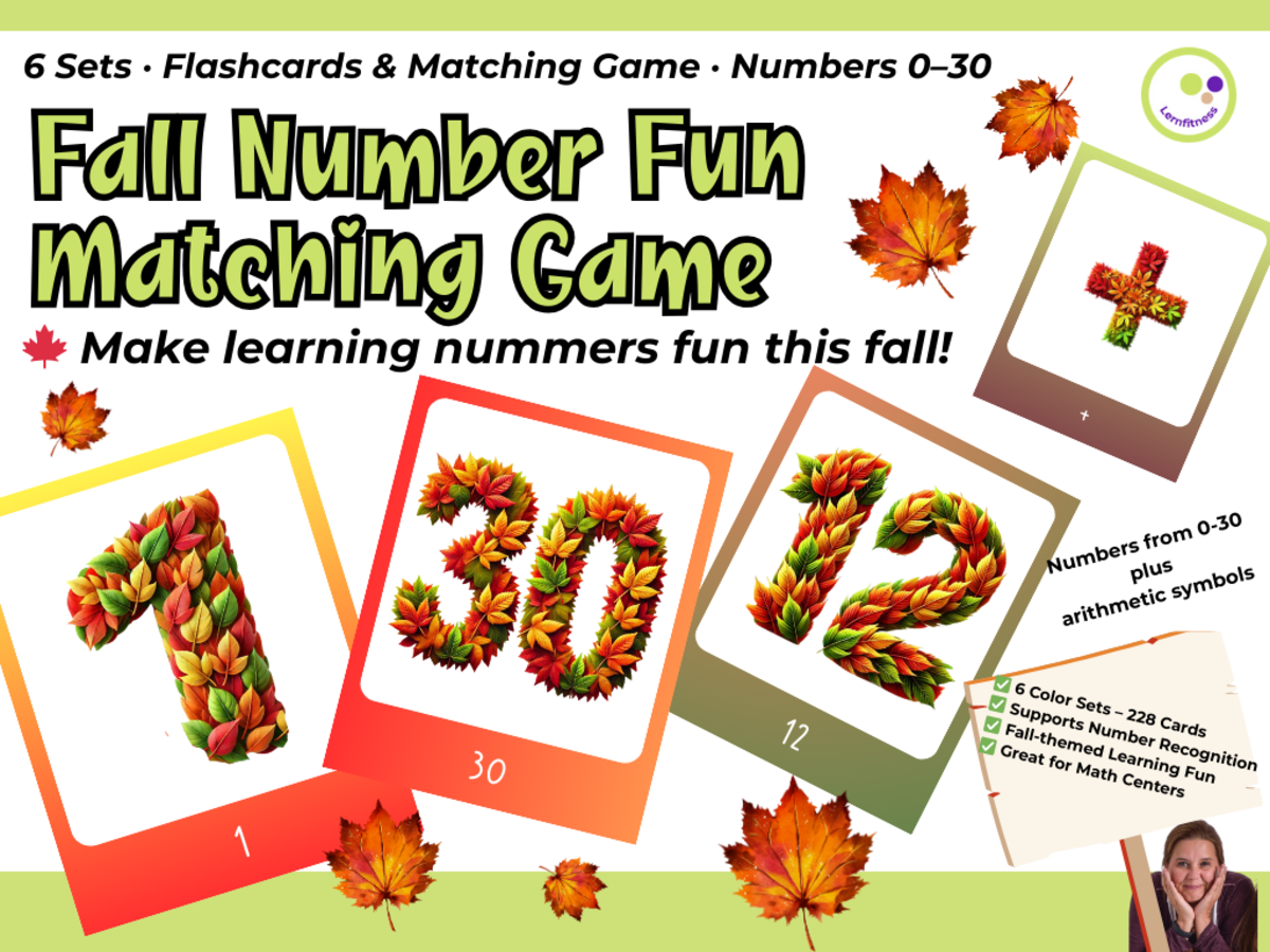 An educational teaching resource from Lernfitness entitled Fall Number Flashcards – 0–30 Memory and Sequencing Games downloadable at Teach Simple.