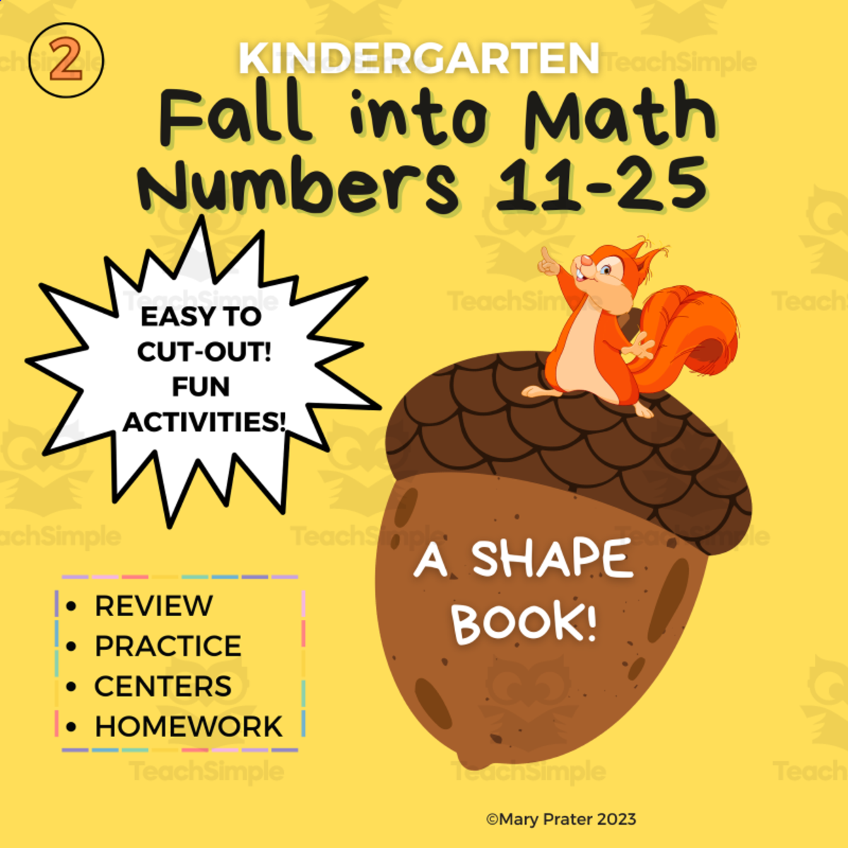 An educational teaching resource from The Kinder Lady entitled Fall: Numbers 11-25 downloadable at Teach Simple.