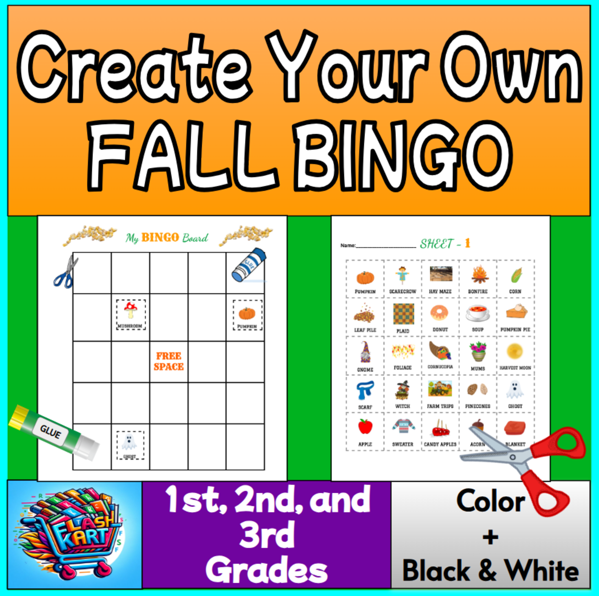 Fall Picture Bingo Game | Make Your Own Bingo Boards | Grades 1-3 preview