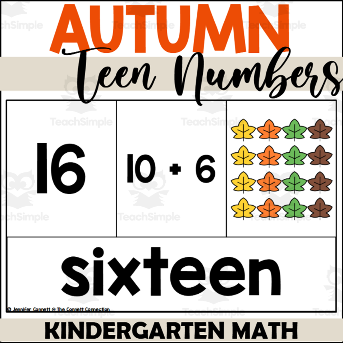 An educational teaching resource from The Connett Connection entitled Fall Teen Number Puzzles downloadable at Teach Simple.