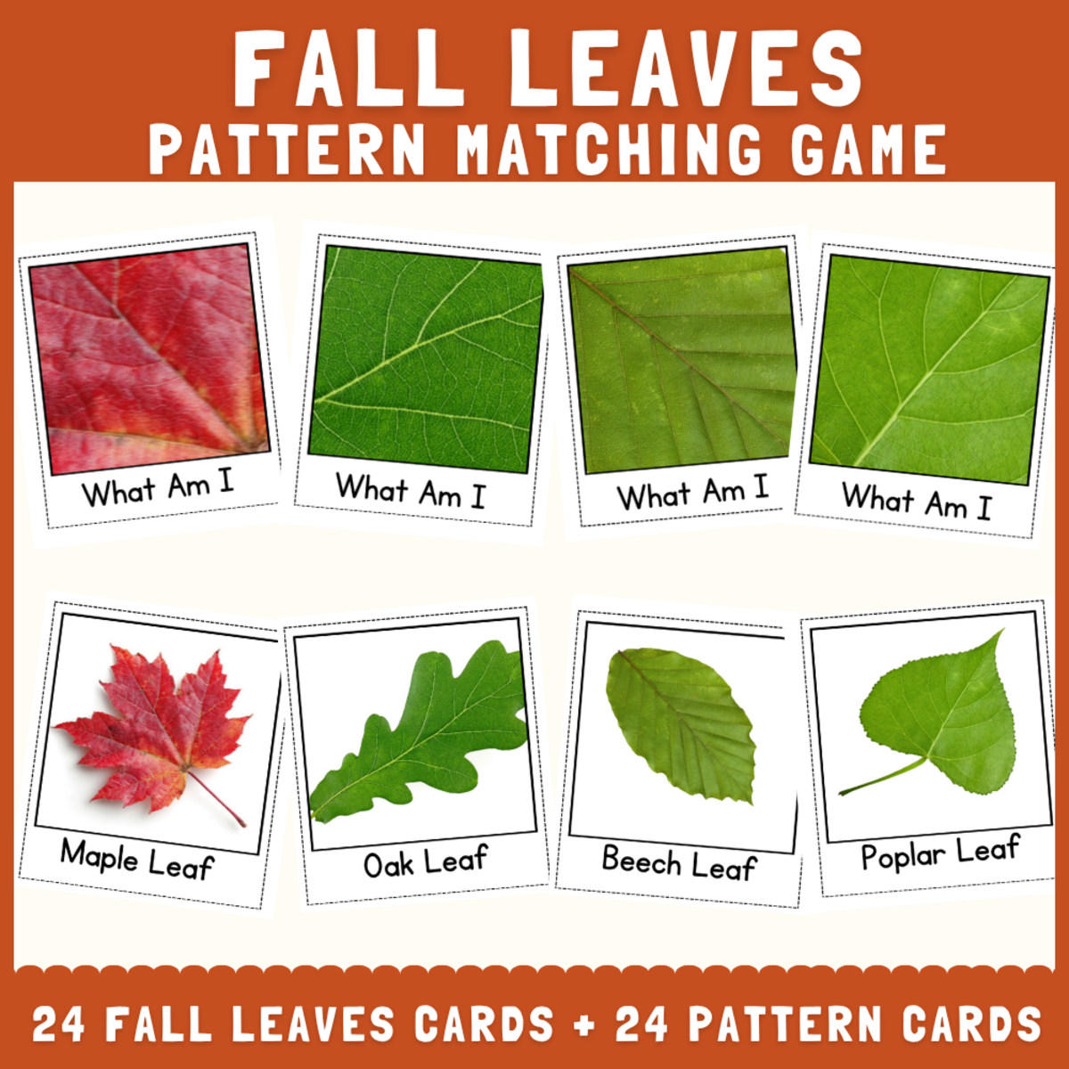 An educational teaching resource from Perfect_Printables entitled Fall tree leaves shape pattern matching cut & match science activity downloadable at Teach Simple.