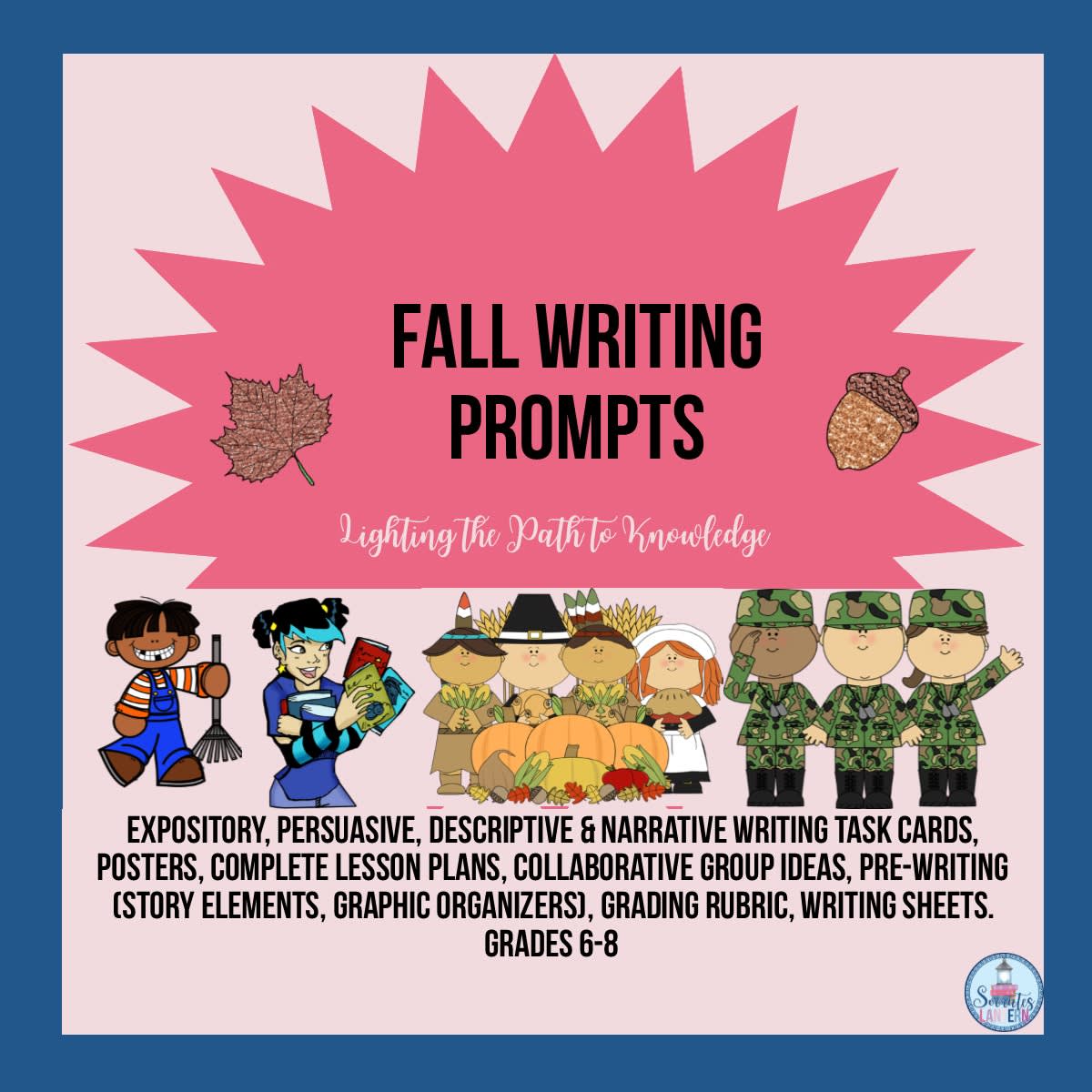 An educational teaching resource from Socrates Lantern entitled Fall Writing Prompts downloadable at Teach Simple.