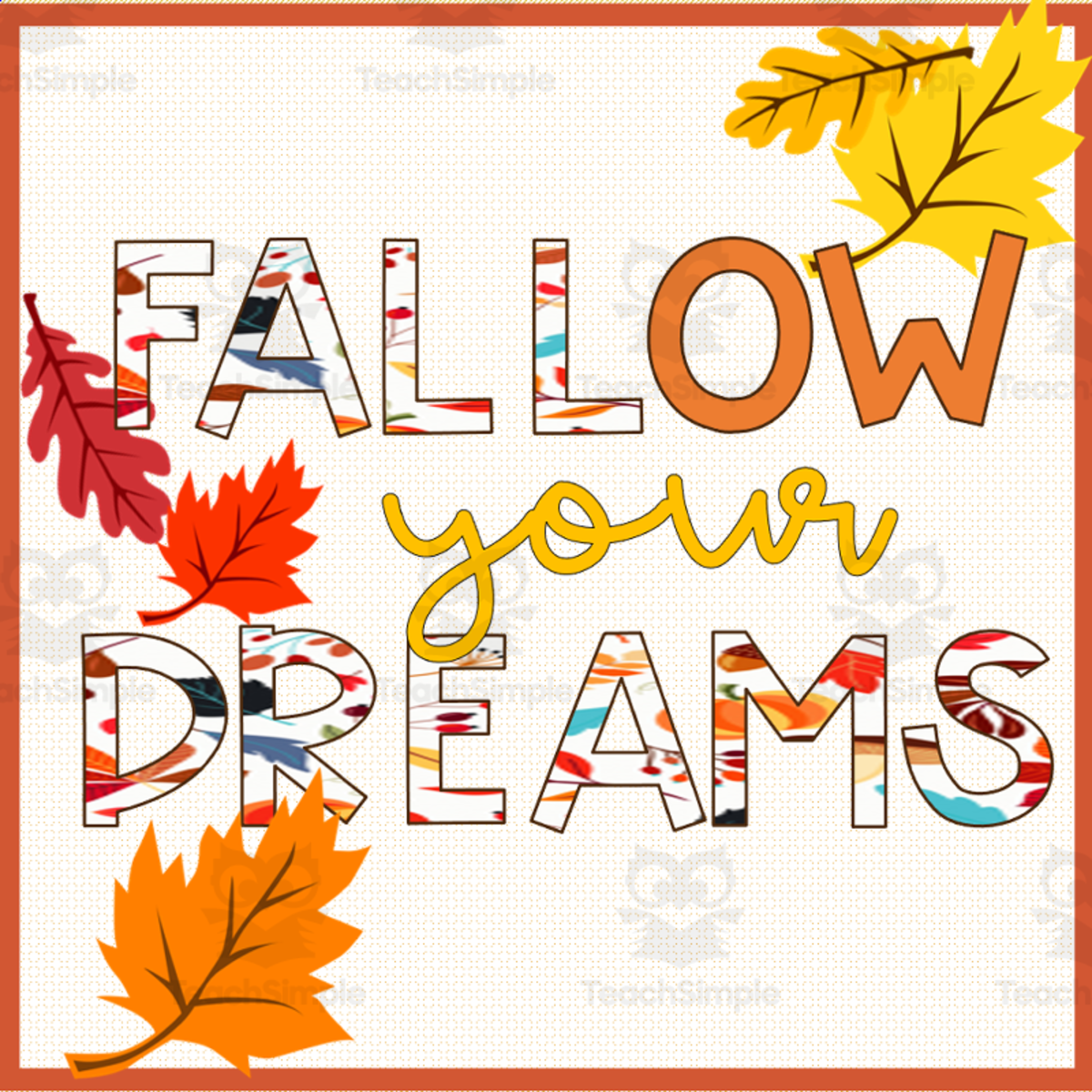 An educational teaching resource from Creativity Overload entitled "Fall"ow Your Dreams Fall Bulletin Board downloadable at Teach Simple.