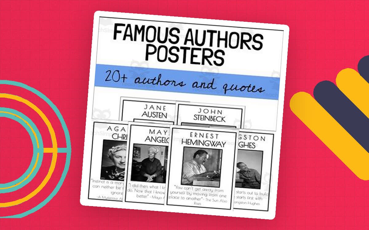 An educational teaching resource from The Comprehensive Teacher entitled Famous Authors Posters Pack downloadable at Teach Simple.