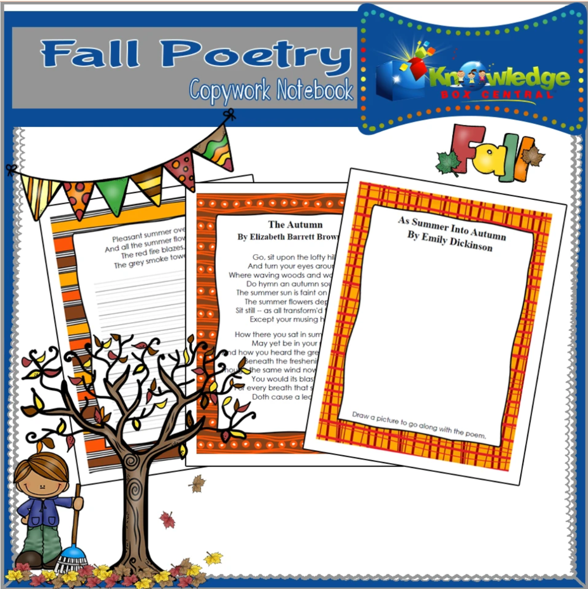 An educational teaching resource from Knowledge Box Central entitled Fantastic Fall Poetry Copywork - EBOOK downloadable at Teach Simple.
