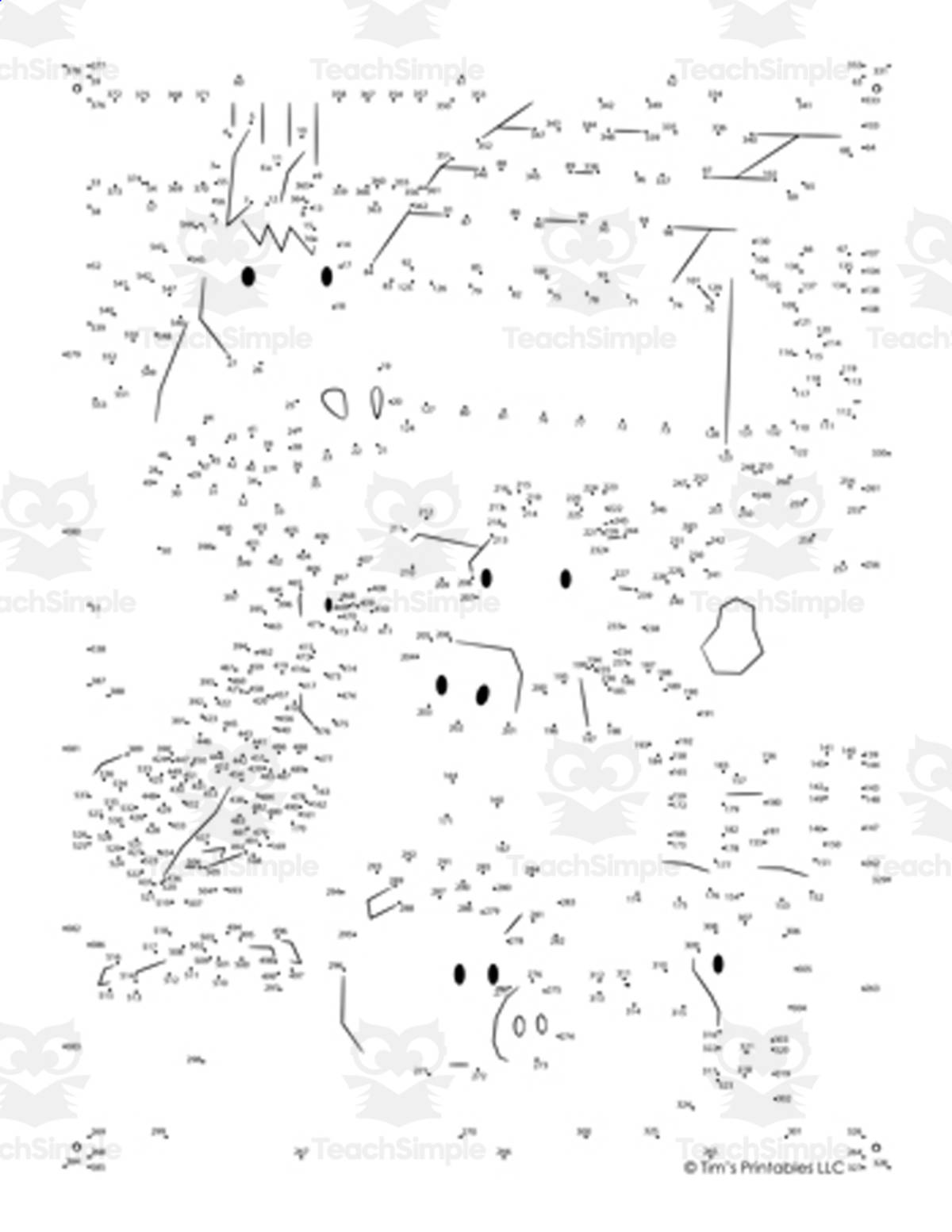An educational teaching resource from Tim's Printables entitled Farm Animal Dot-to-Dot PDF downloadable at Teach Simple.
