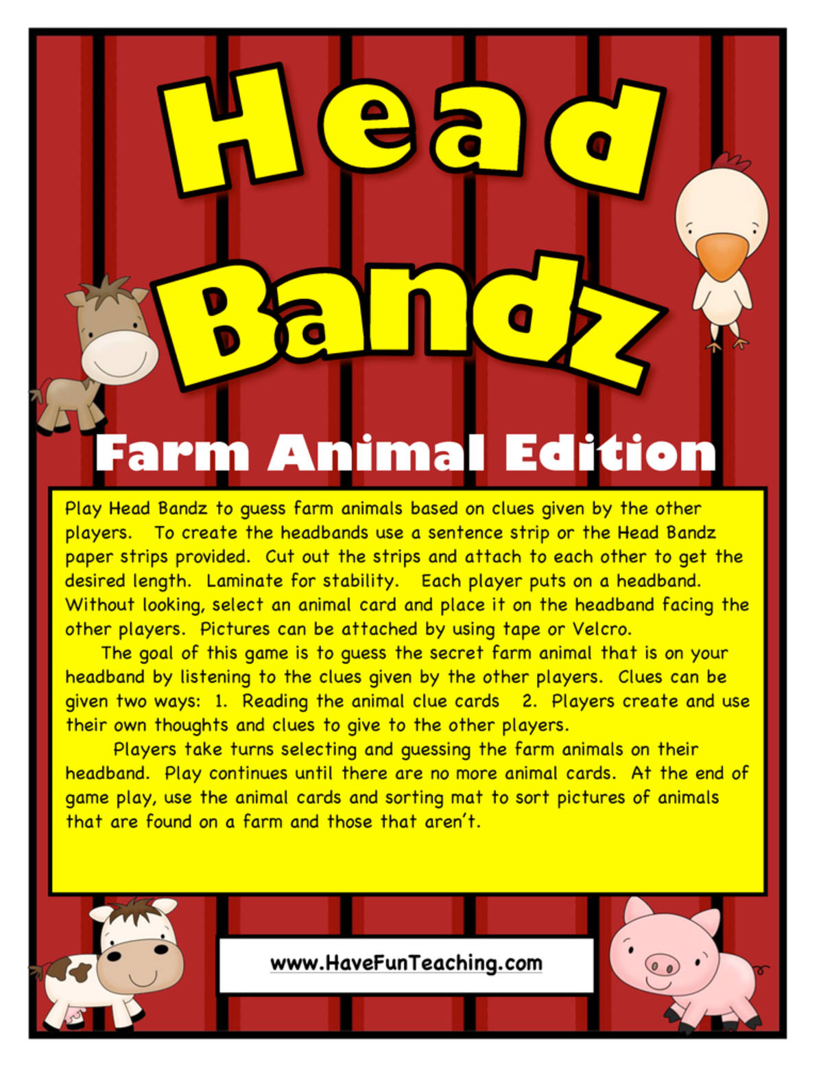 An educational teaching resource from Have Fun Teaching entitled Farm Animals Activity downloadable at Teach Simple.