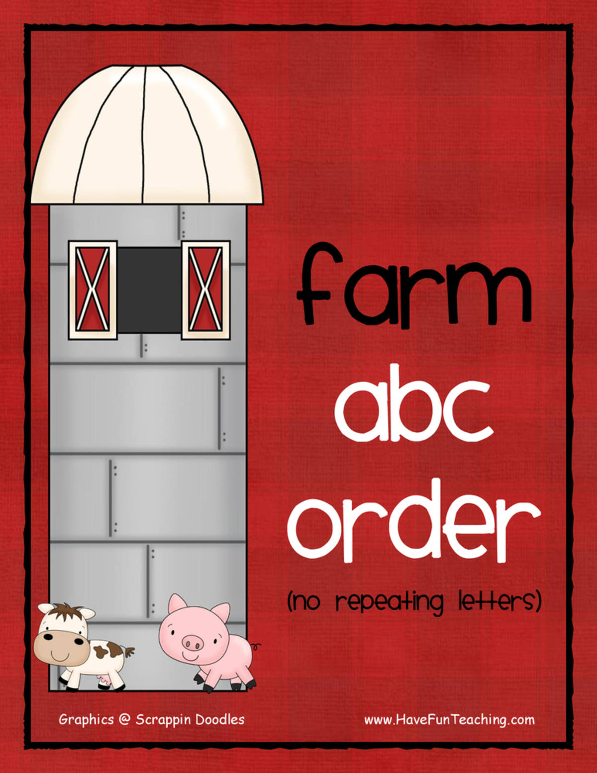An educational teaching resource from Have Fun Teaching entitled Farm Easy Alphabetical Order Activity downloadable at Teach Simple.