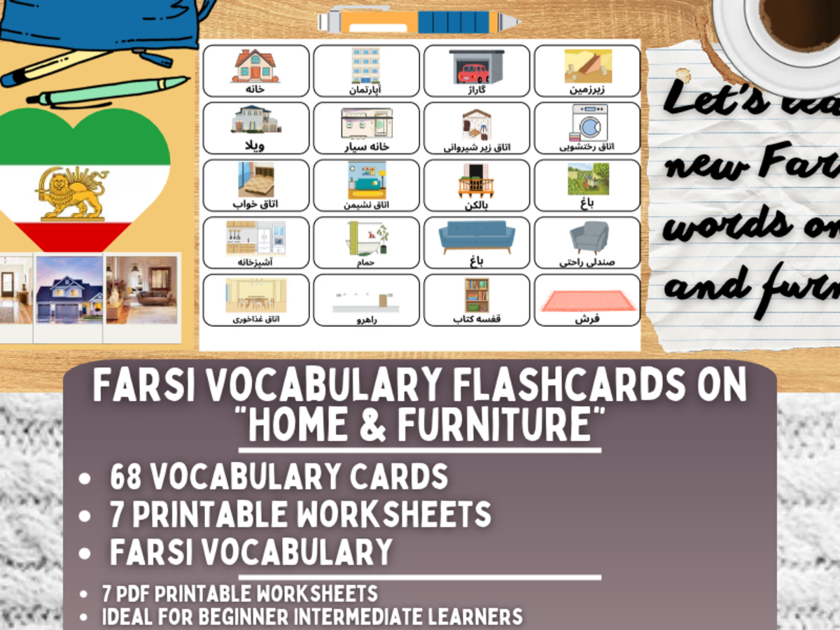 Farsi Picture Vocabulary Flashcards - Home & Furniture preview