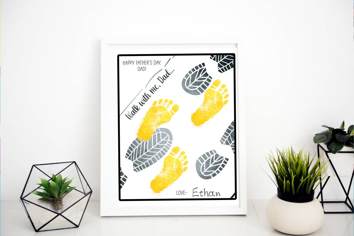 An educational teaching resource from Forever June Digital Design entitled Father's Day Crafts, Gift for Dad, DIY Footprint Art downloadable at Teach Simple.