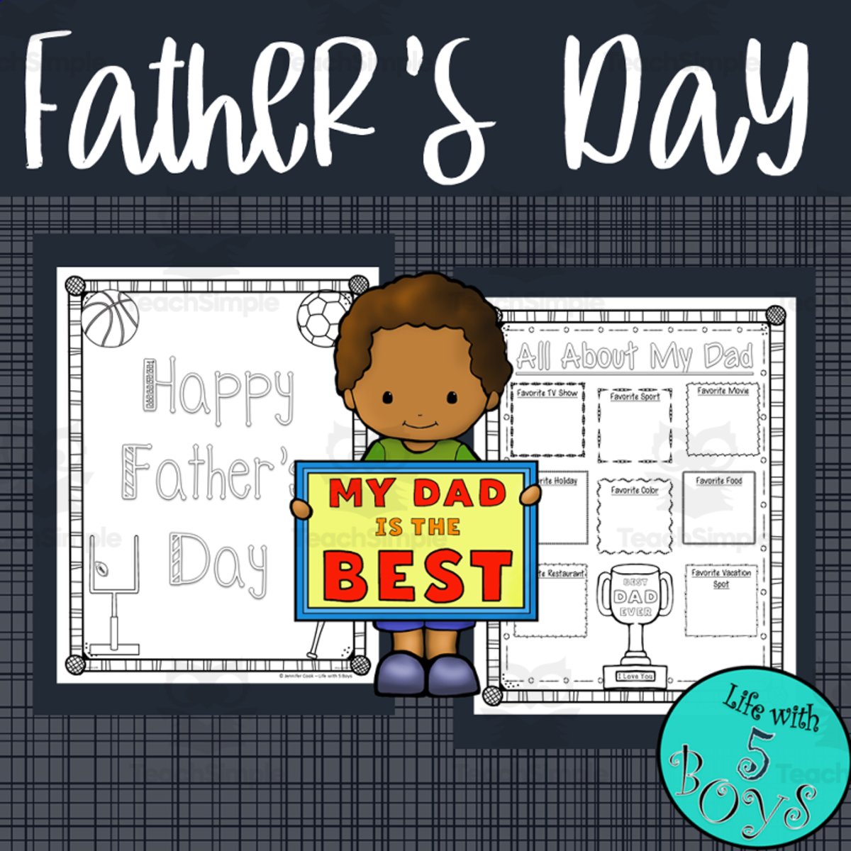 An educational teaching resource from Life with 5 Boys entitled Father's Day Dad's Favorites Activity downloadable at Teach Simple.