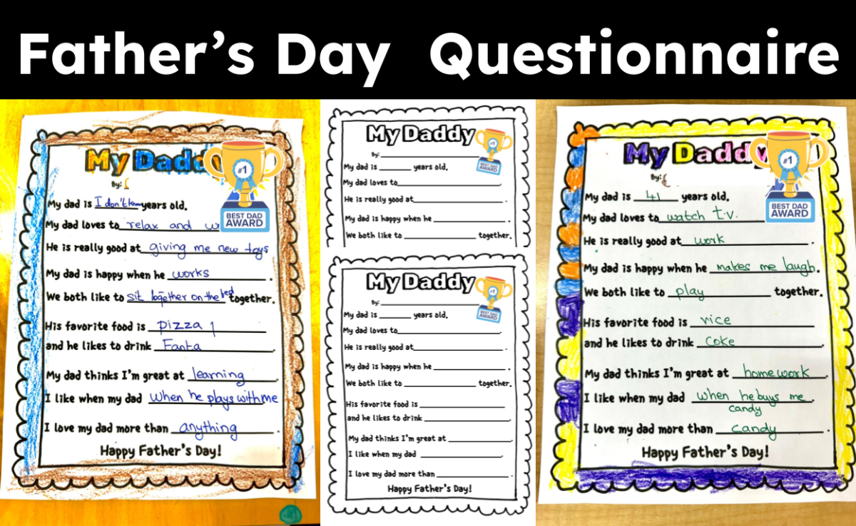 An educational teaching resource from CraftEdPrints entitled Father's Day Questionnaire downloadable at Teach Simple.