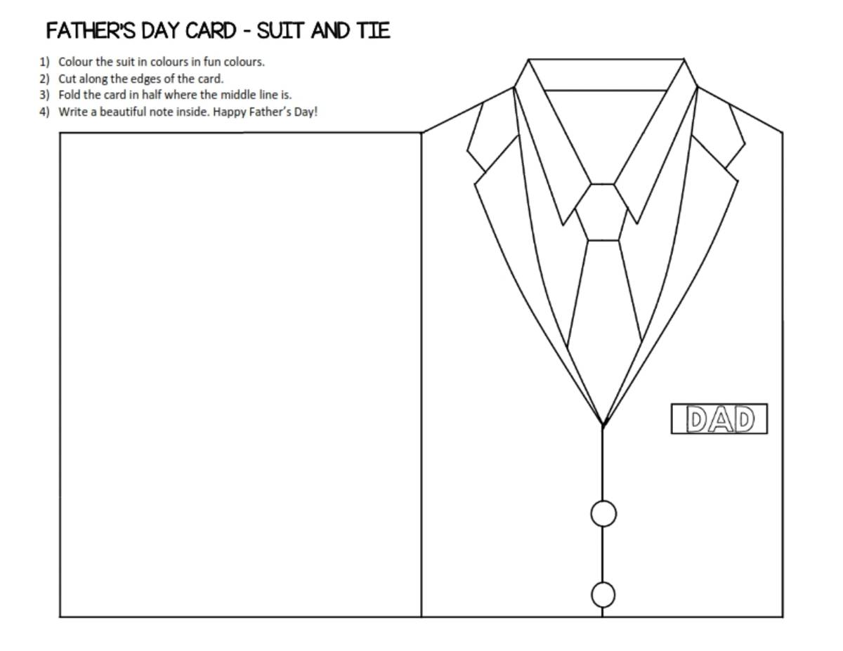 An educational teaching resource from Brave Education entitled Father's Day Suit & Tie Card (in French & English) downloadable at Teach Simple.