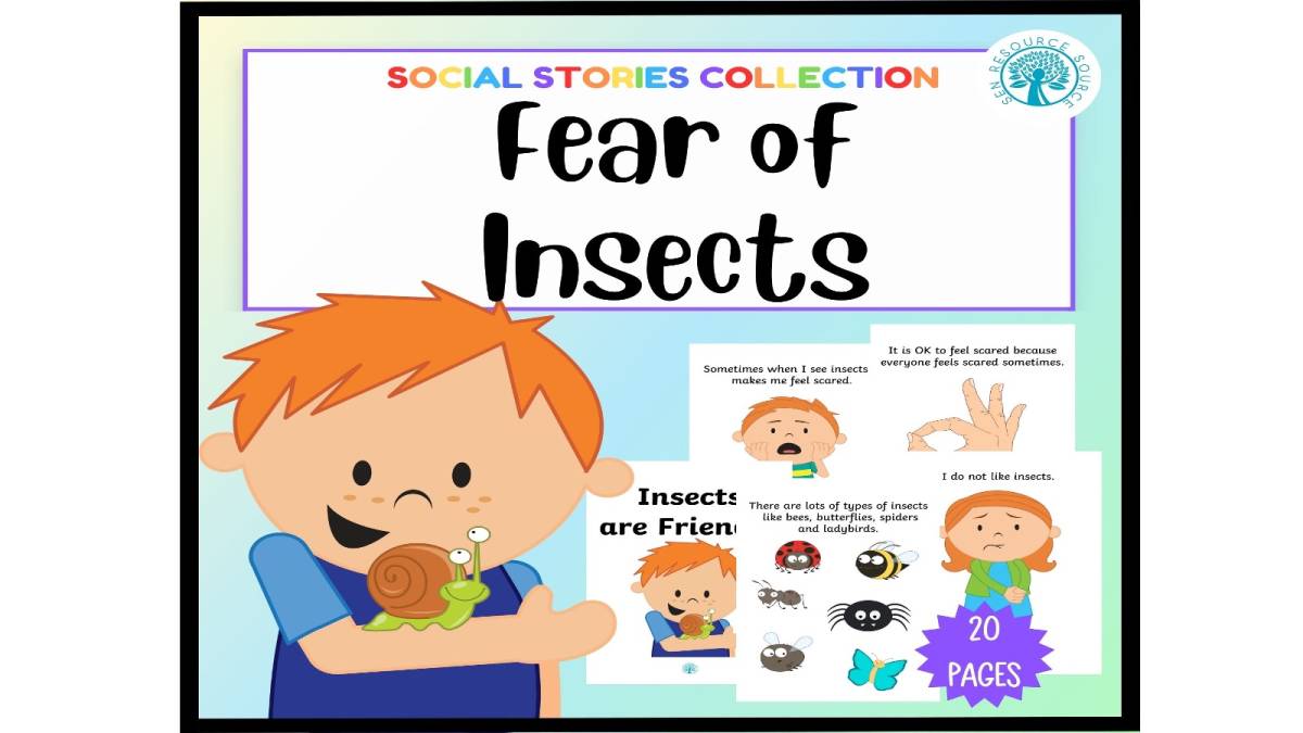 An educational teaching resource from SEN Resource Source entitled Fear of insects Social Story downloadable at Teach Simple.