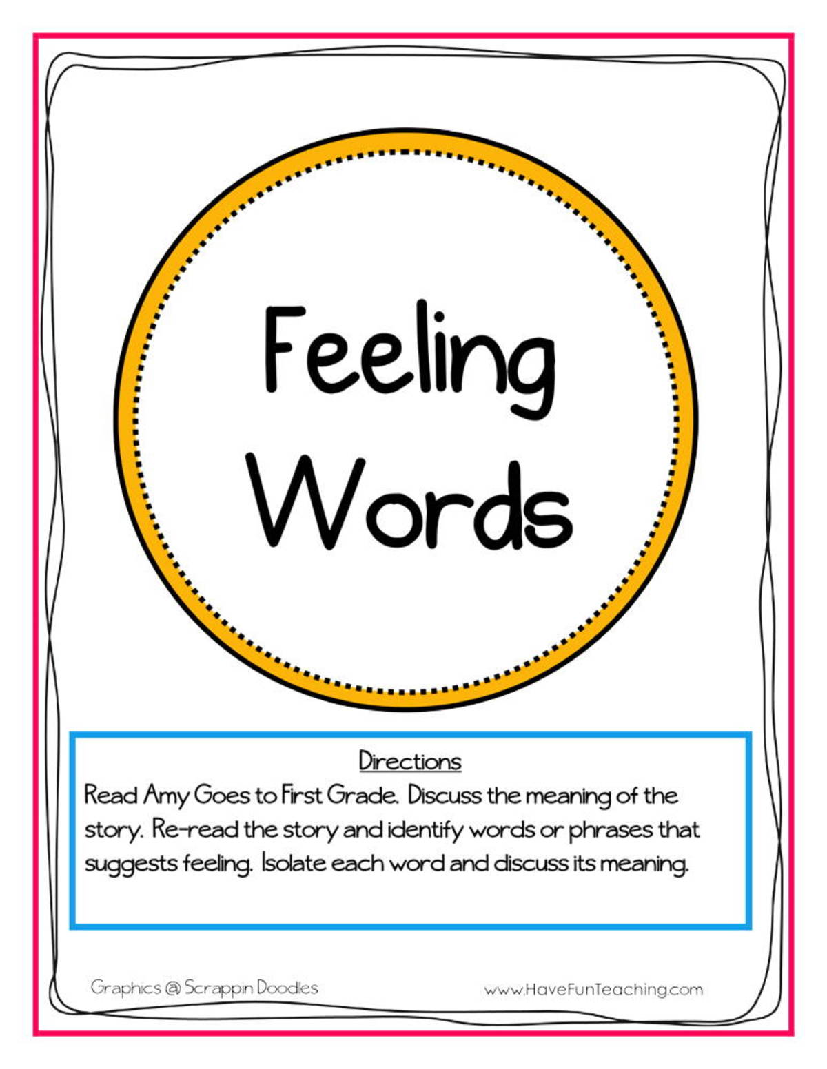 An educational teaching resource from Have Fun Teaching entitled Feeling Words Activity downloadable at Teach Simple.
