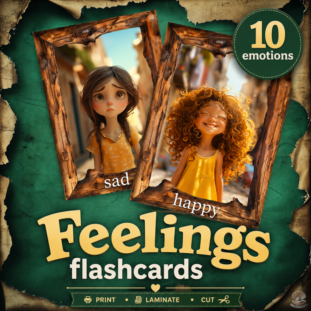 An educational teaching resource from English with Rita entitled Feelings & Emotions Flashcards | Printable Cards for Kids downloadable at Teach Simple.