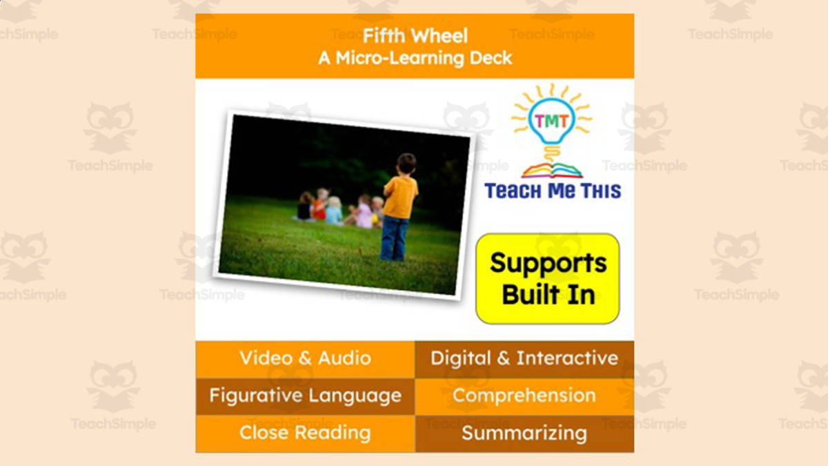 An educational teaching resource from Teach Me This entitled Fifth Wheel | Figurative Language Activity | Micro-Learning Deck downloadable at Teach Simple.
