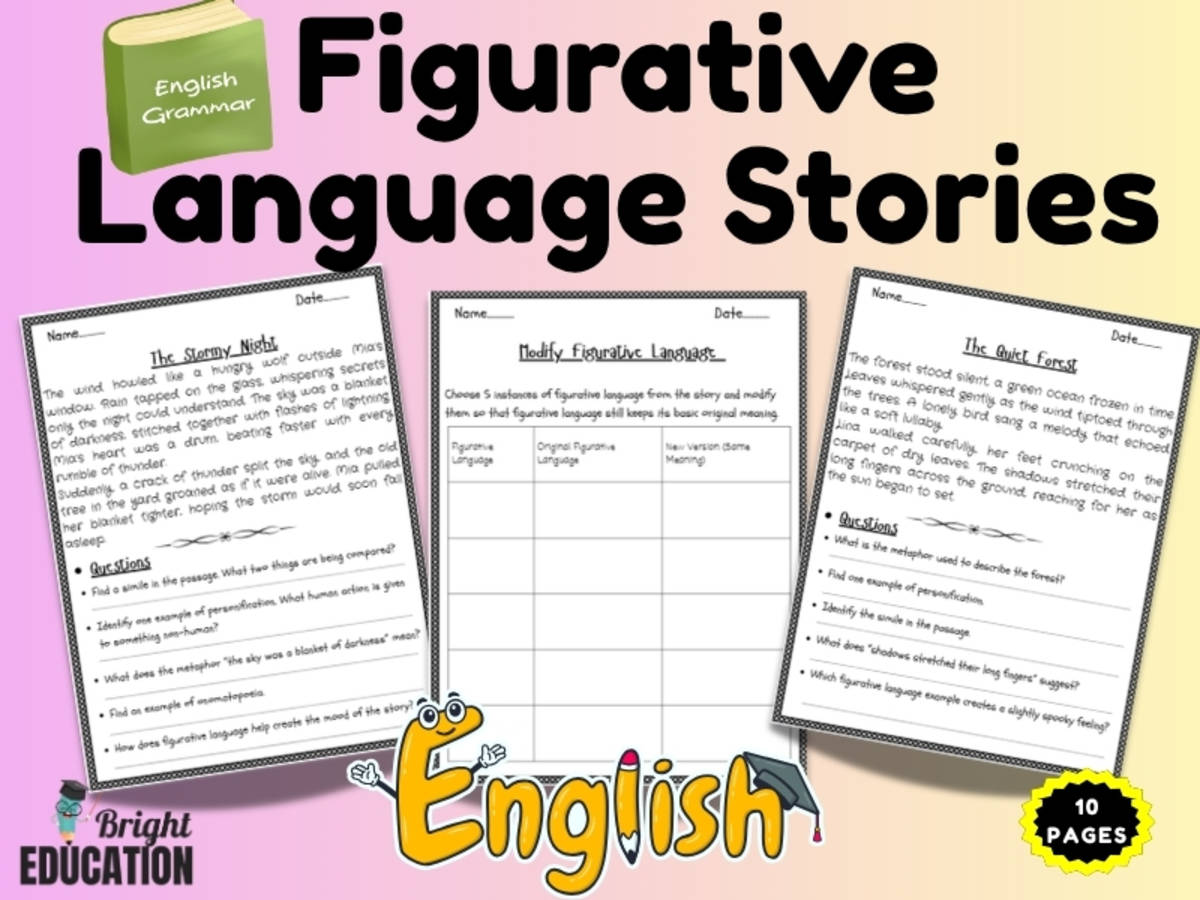 An educational teaching resource from Bright Education entitled Figurative Language Stories – Reading & Practice Activity downloadable at Teach Simple.