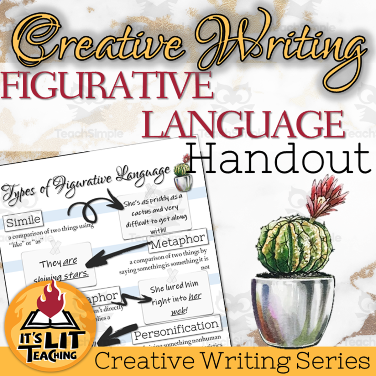 An educational teaching resource from It's Lit Teaching entitled Figurative Language Student Resource Handout downloadable at Teach Simple.