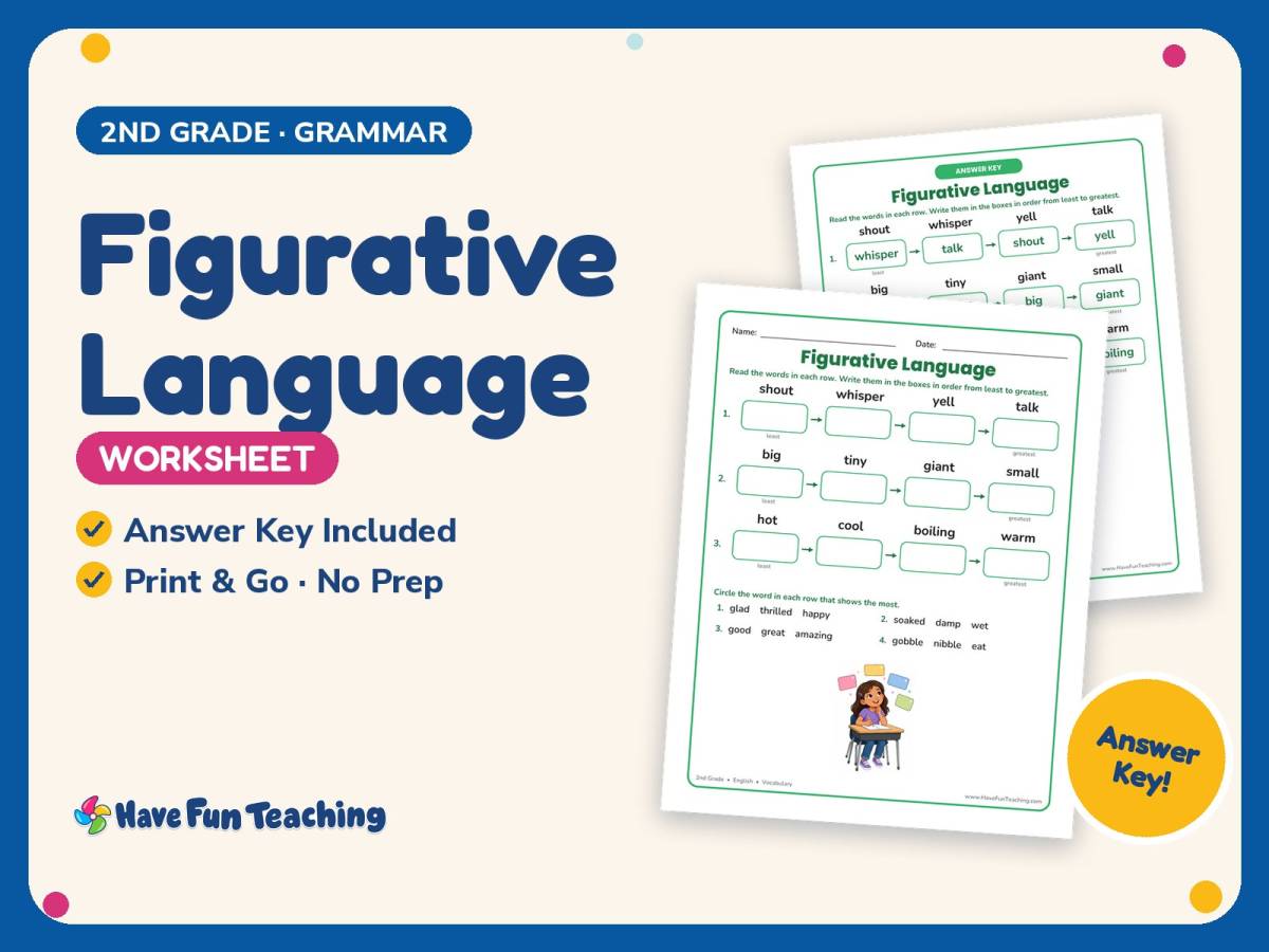 Figurative Language Worksheet – 2nd Grade Synonyms Practice preview
