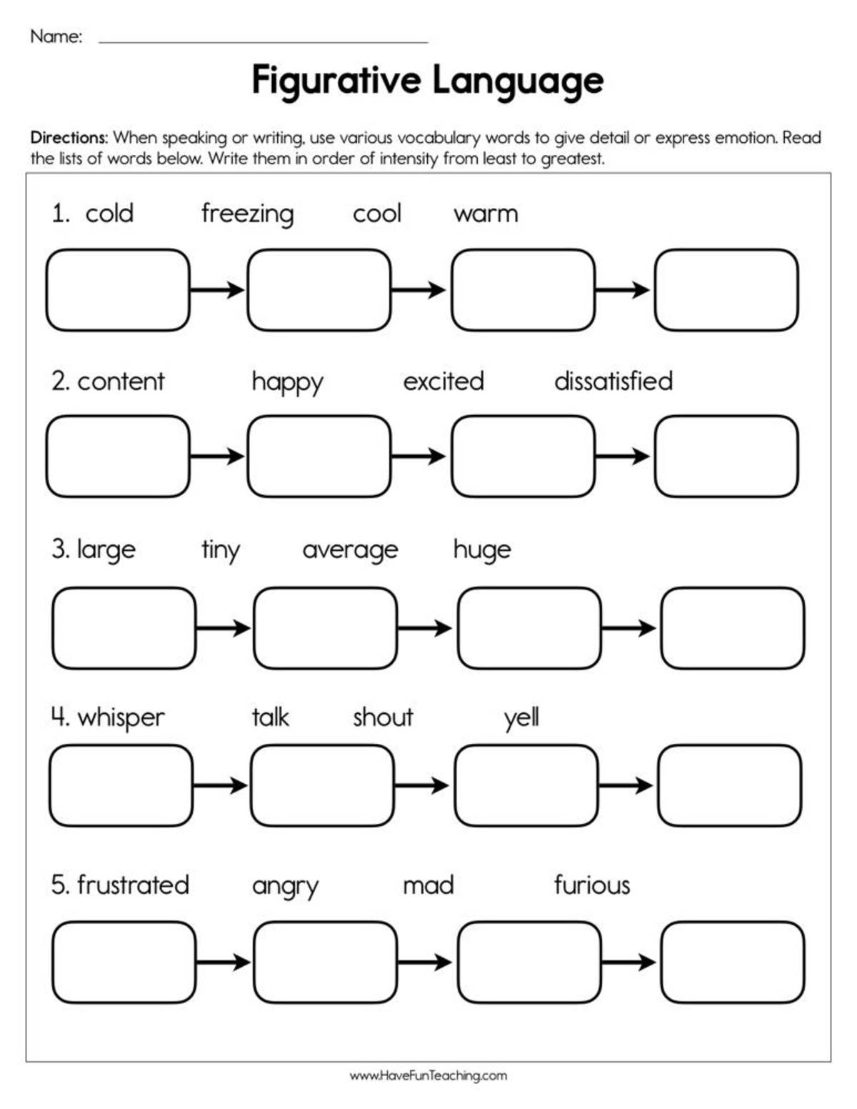 An educational teaching resource from Have Fun Teaching entitled Figurative Language Worksheet downloadable at Teach Simple.
