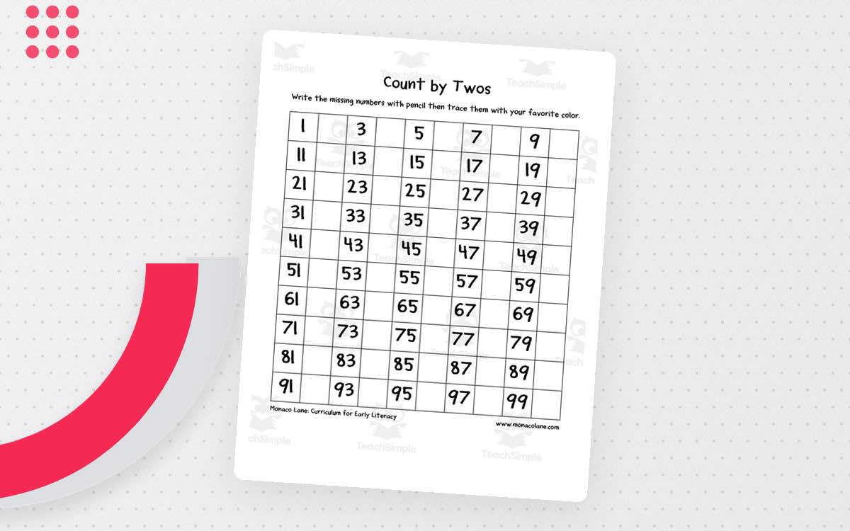 An educational teaching resource from Monaco Lane Curriculum for Early Literacy entitled Fill-in Skip Counting Charts downloadable at Teach Simple.