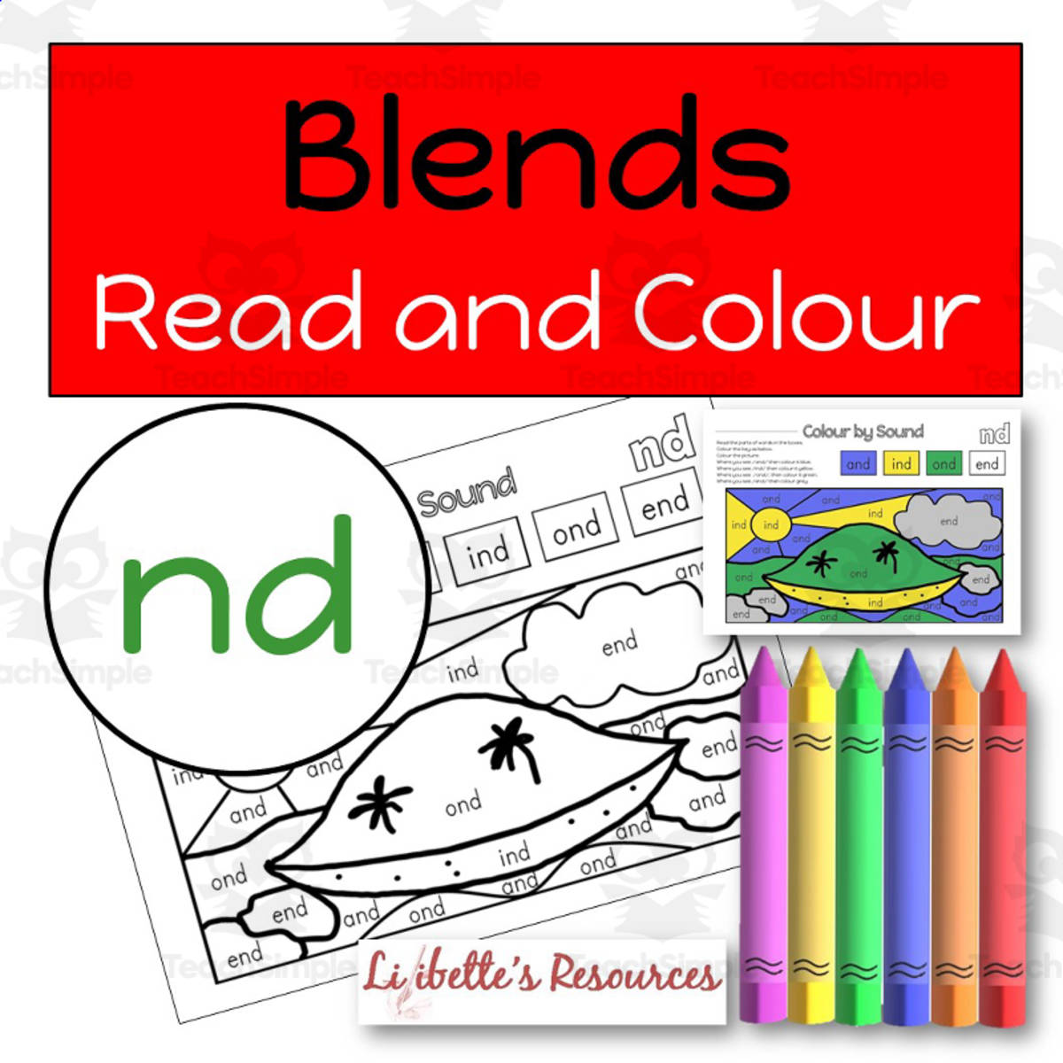 An educational teaching resource from Lilibette's Resources entitled Final Blend ND:  Read and Colour downloadable at Teach Simple.