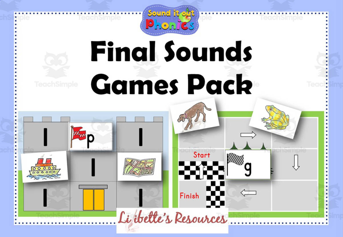An educational teaching resource from Lilibette's Resources entitled Final or Ending Sounds Phonic Game Phonemic Awareness Activity downloadable at Teach Simple.