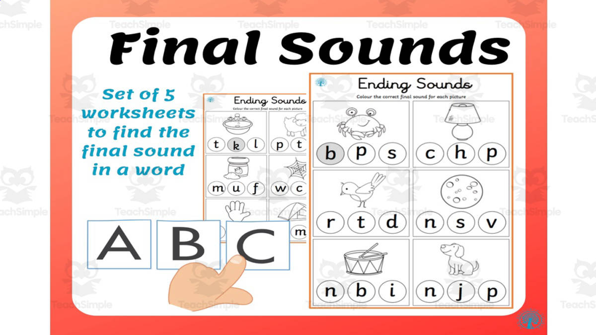An educational teaching resource from SEN Resource Source entitled Final Sounds in a Word downloadable at Teach Simple.