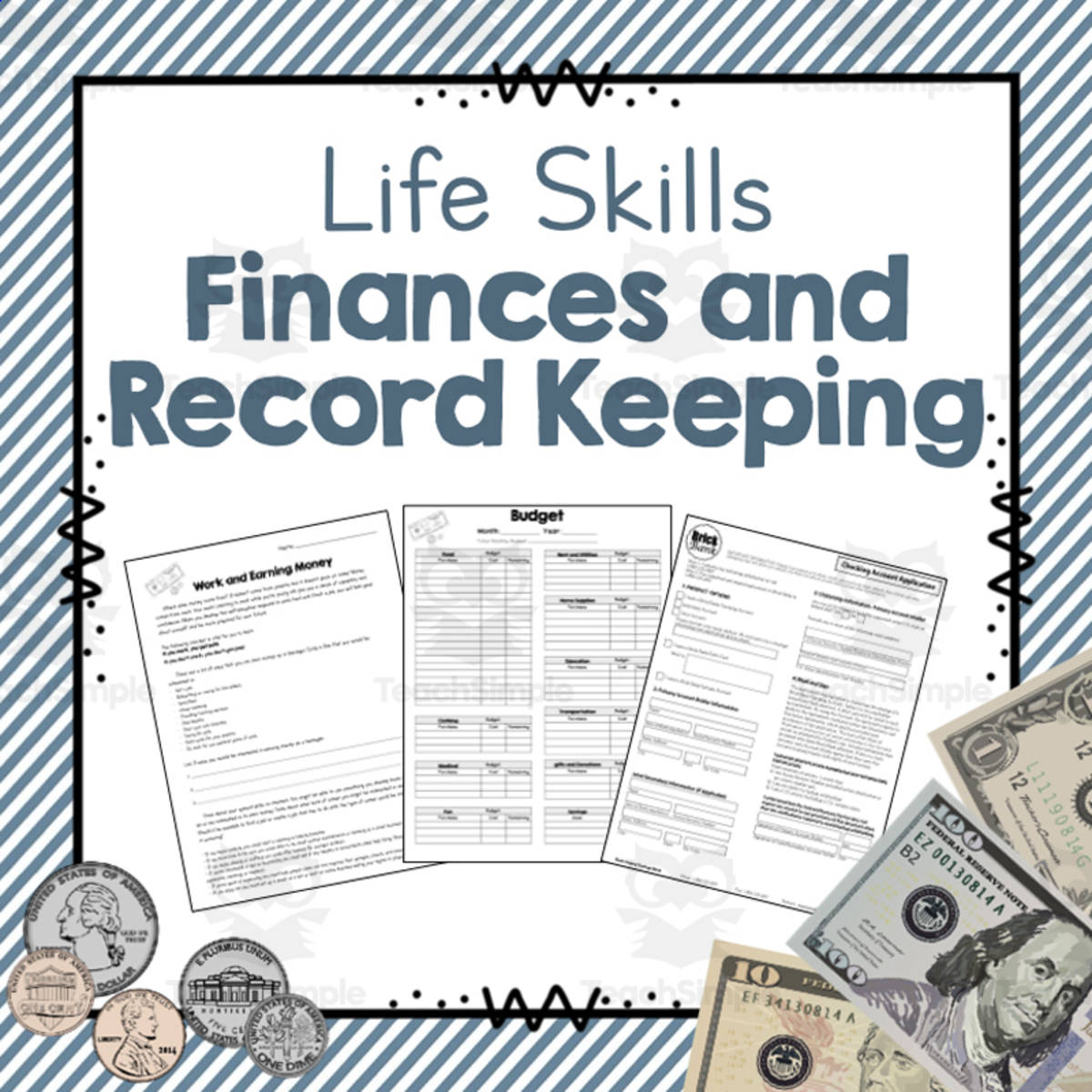 An educational teaching resource from Simply Schoolgirl entitled Finances and Record Keeping Lessons | Life Skills Unit downloadable at Teach Simple.
