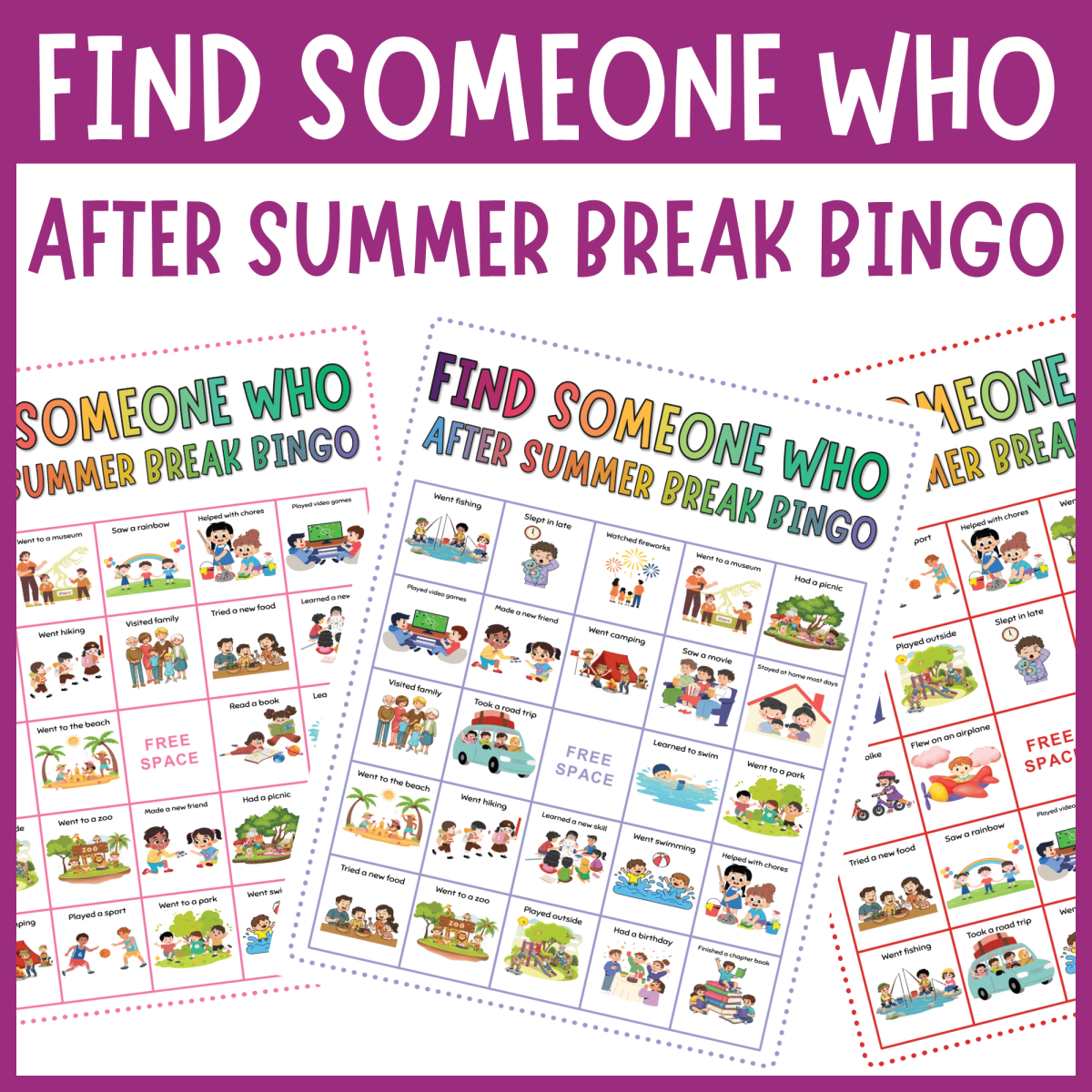 An educational teaching resource from The Clever Llama entitled Find someone who back to school after summer break bingo icebreaker downloadable at Teach Simple.