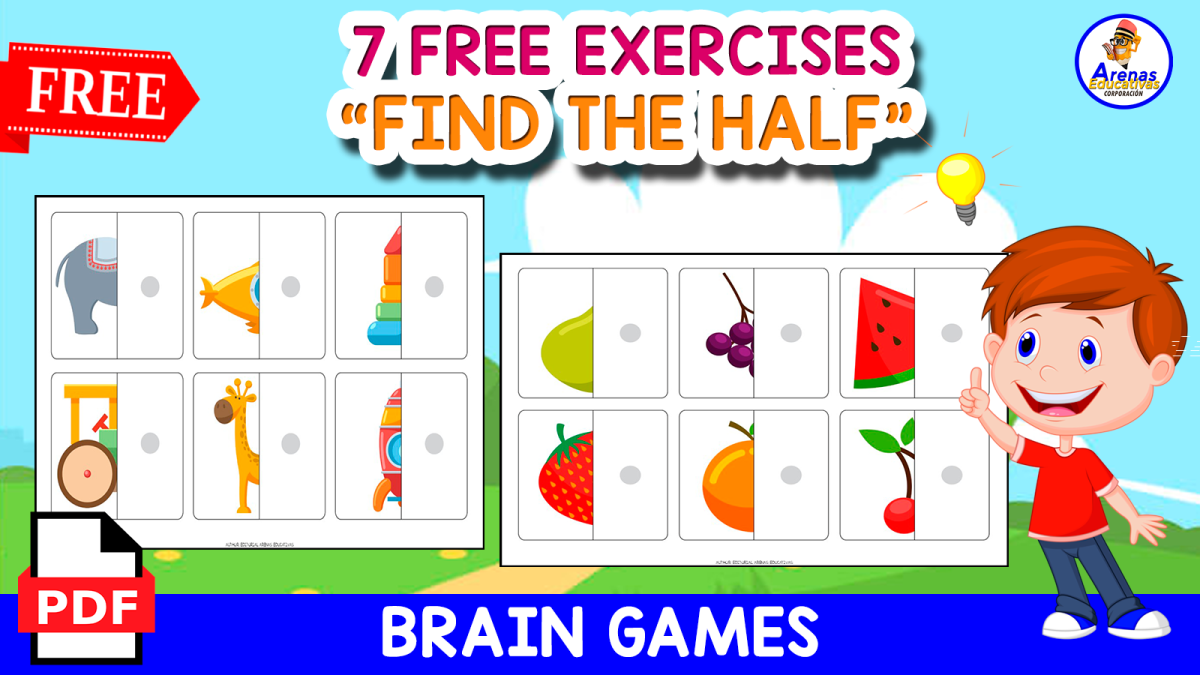 An educational teaching resource from EDITORIAL LAURA EDUCA entitled FIND THE HALF | 7 FREE EXERCISES downloadable at Teach Simple.