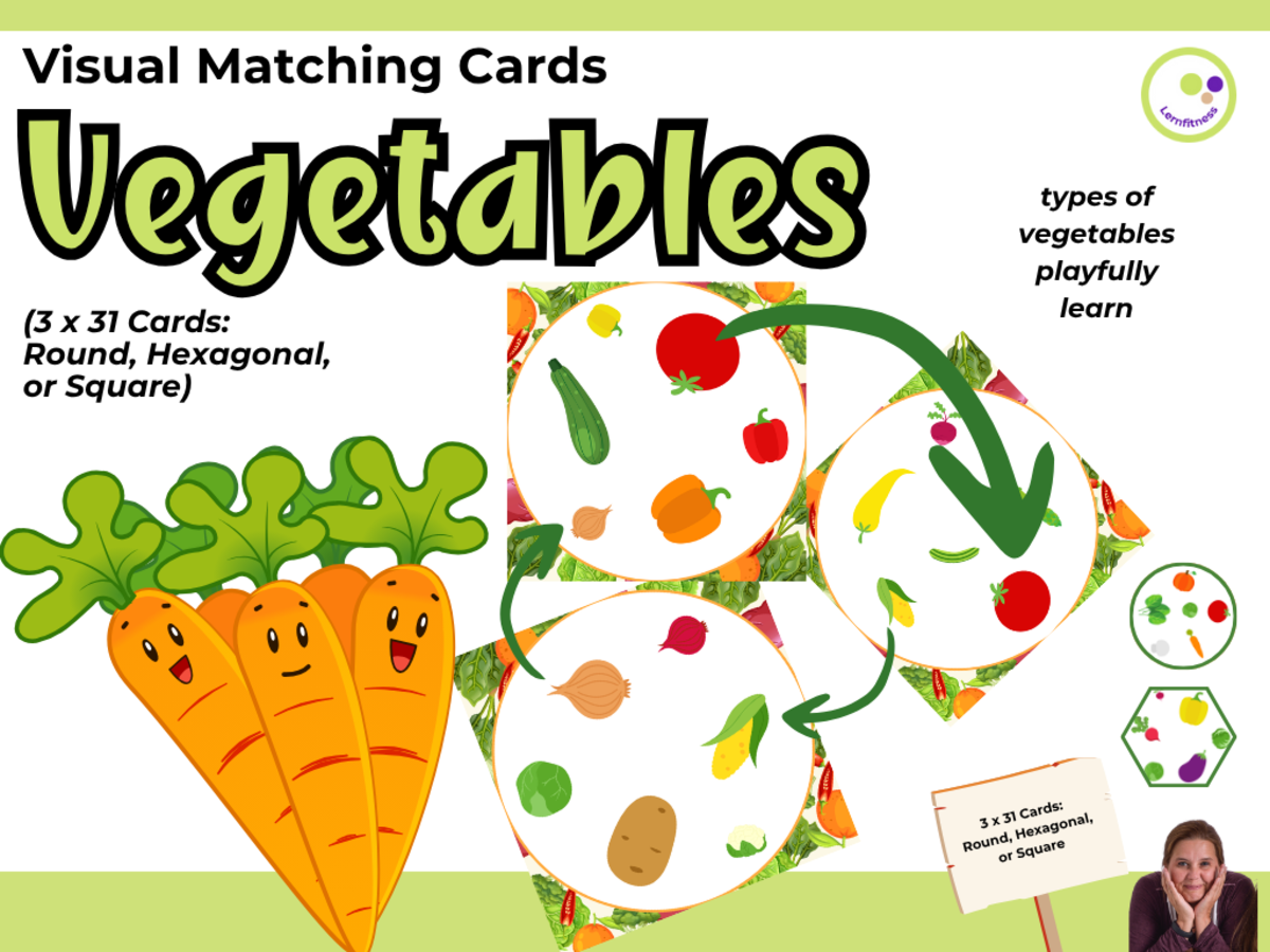 An educational teaching resource from Lernfitness entitled Find the Match – Vegetables Game | Visual Vocabulary for ESL & Element downloadable at Teach Simple.